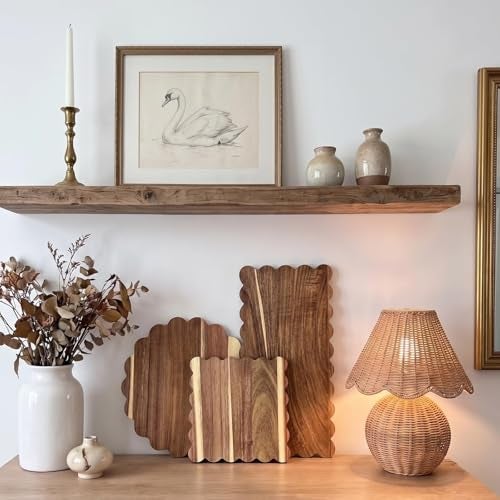 Entrirolly 3 Pcs Acacia Wood Scalloped Cutting Boards Set, Decorative Cutting Boards Wooden Charcuterie Board for Grandmillenial Cottage Core Decor Kitchen Cheese Meat Fruit Bread Chopping Blocks - Image 3