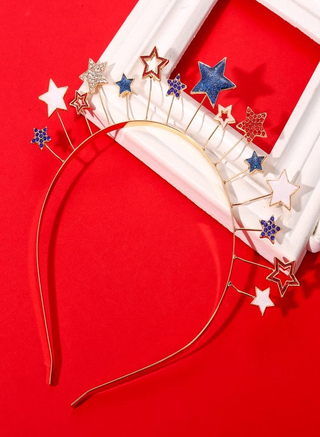 PHALIN American Flag Headband 4th of July Star Hairband for Women Independence Day Patriotic Headpiece Costume Hair Accessory Party Favors (Rhinestone) - Image 4