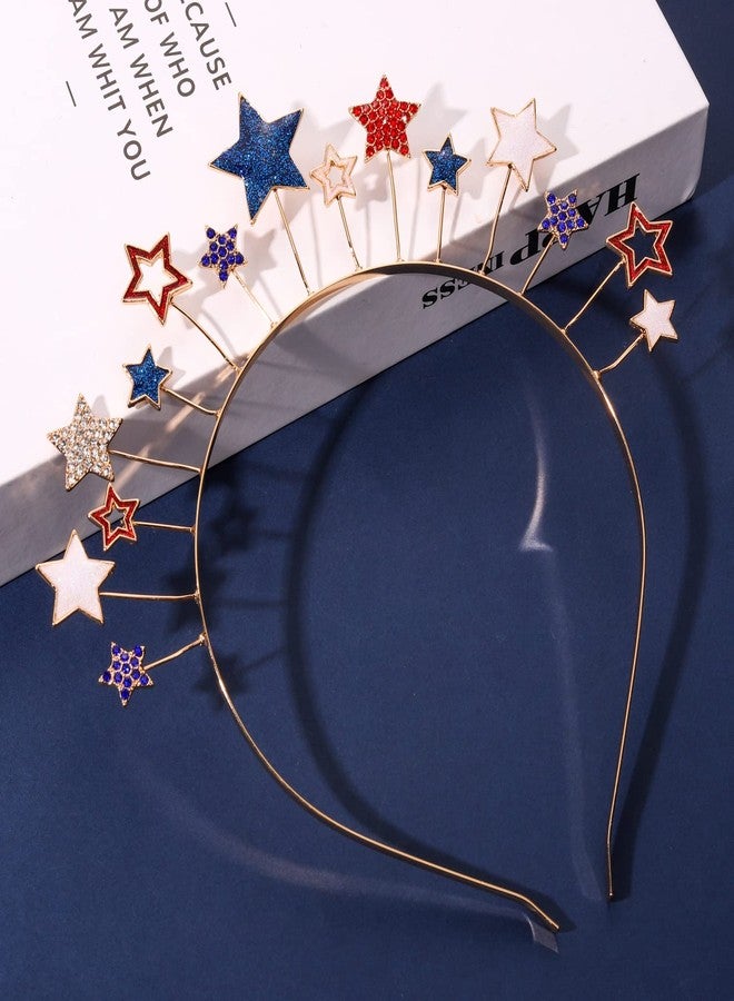 PHALIN American Flag Headband 4th of July Star Hairband for Women Independence Day Patriotic Headpiece Costume Hair Accessory Party Favors (Rhinestone) - Image 2