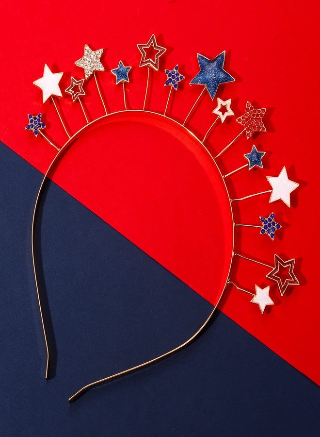 PHALIN American Flag Headband 4th of July Star Hairband for Women Independence Day Patriotic Headpiece Costume Hair Accessory Party Favors (Rhinestone) - Image 3