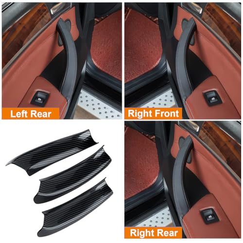 DIRBOERF Carbon Fiber Pattern 4PCS Left Door Armrest Pull Handle Covers Storage Compartment Compatible with BMW X3 F25 20102016 X4 F26 20142017 Driver Side Container Storage Box - Image 3