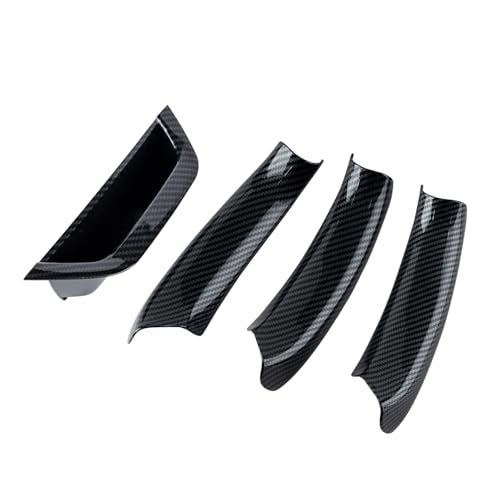 DIRBOERF Carbon Fiber Pattern 4PCS Left Door Armrest Pull Handle Covers Storage Compartment Compatible with BMW X3 F25 20102016 X4 F26 20142017 Driver Side Container Storage Box - Image 1