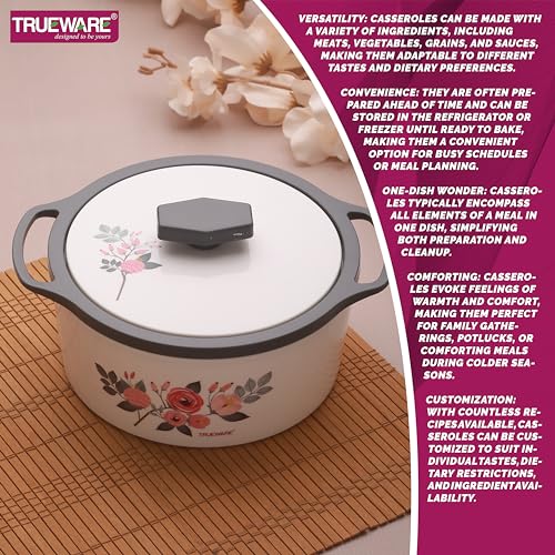 Trueware Floraa Casserole | Grey | 3000 ML | Thermoware Casserole | BPA Free | Inner Steel Outer Plastic | PU Insulated | BPA Free | Food Grade | Ideal for Chapatti | Roti | Curd Maker | Hot Pot - Image 5