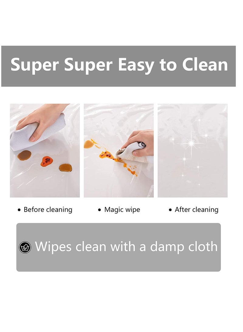 Rectangle Vinyl Tablecloth100% Waterproof Heavy Duty Oil Spill Proof Stain Resistant Plastic PU Table Cover with Flannel Backing for Kitchen Dining Parties120*200cm - Image 2