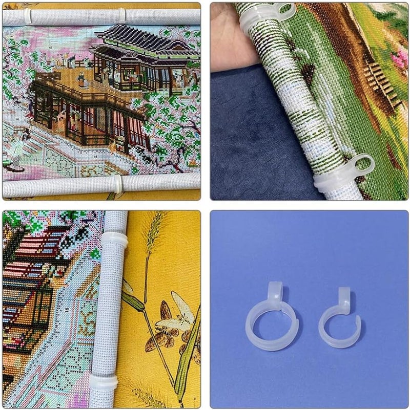 صليب أبيض غرزة المتداول نسيج قبضة التطريز ملحق بطاقة سهلة الاستخدام تخزين 4 7x3 سم - Image 5