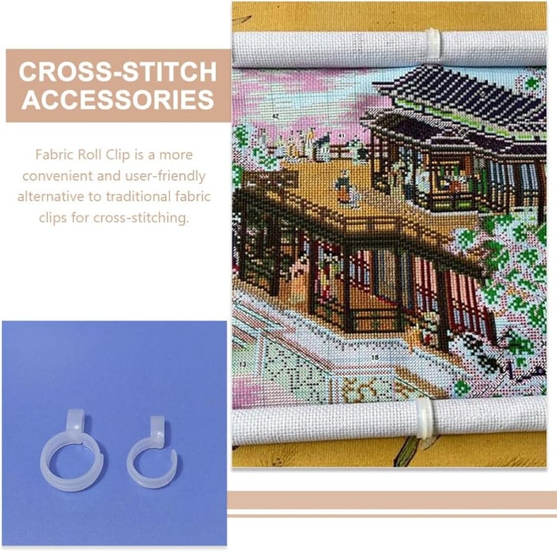 صليب أبيض غرزة المتداول نسيج قبضة التطريز ملحق بطاقة سهلة الاستخدام تخزين 4 7x3 سم - Image 4