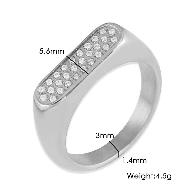 Bluejw High Quality Stainless Steel PVD Coated Zirconia Rings for Women – Classic Signet Finger Ring with IZABLE Design, Durable & Hypoallergenic - Image 1