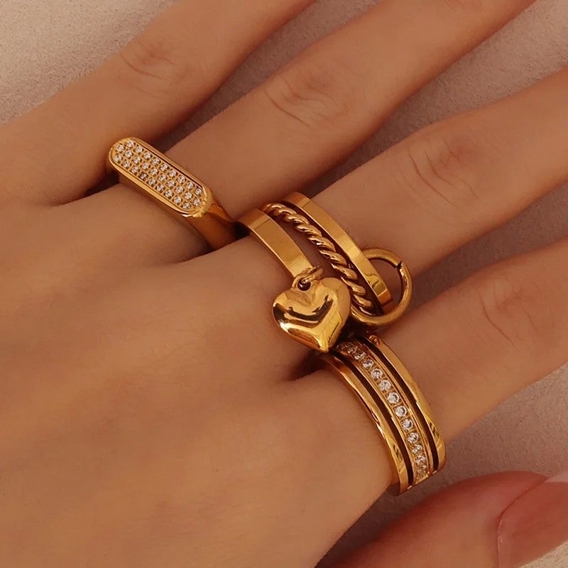Bluejw High Quality Stainless Steel PVD Coated Zirconia Rings for Women – Classic Signet Finger Ring with IZABLE Design, Durable & Hypoallergenic - Image 5