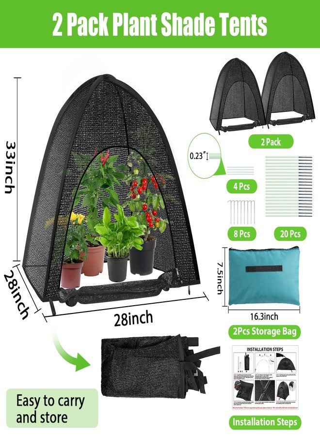 MJZ 2 Pack Pop Up Plant Shade Tent, Plant Shades for Outdoor Plants, UV Resisitant 50% Sunblock Shade for Plants Sun Protection, Plant Shade Cover for Flower Potted Plants (28x28x33Inch) - Image 2