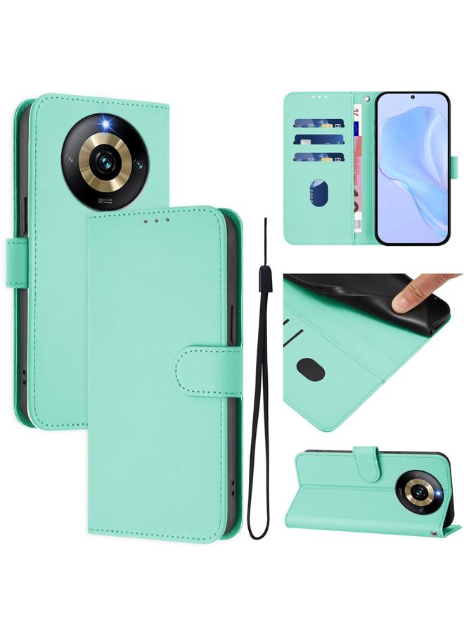 اس-توب جراب لهاتف Realme Narzo 60 Pro، جراب هاتف من الجلد بلون سادة مع حبل تثبيت - Image 1