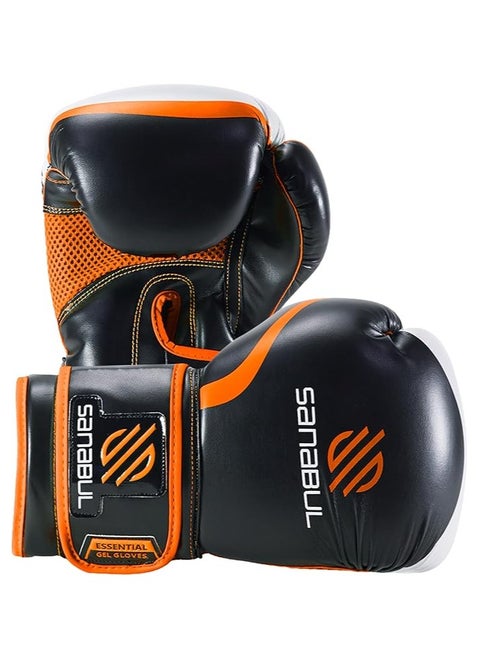 Essential Gel Boxing Gloves | Pro-Tested Kickboxing Gloves for Men and Women | Ideal for Boxing, MMA, Muay Thai, and Heavy Bag Training Black/Orange