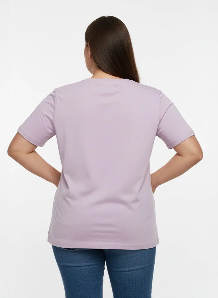 لعب البولو تيشيرت نسائي برسومات - ليلك