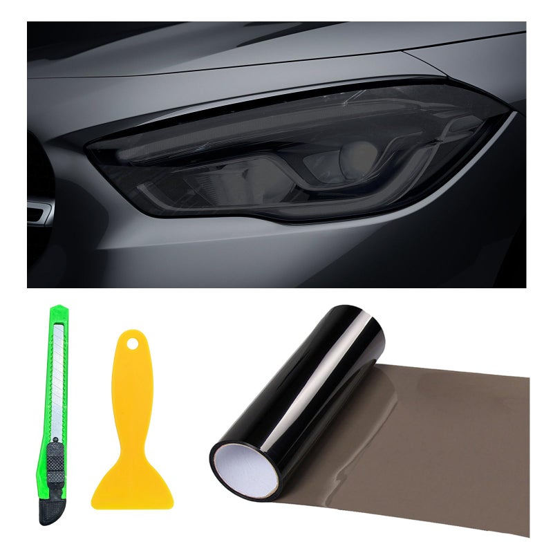 Suvnie 12 48 Inch Car Light Tint Film Shiny Chameleon Headlights Tail Lights Fog Lights Films with Squeeze Cutter Self Adhesive Vinyl Film Sticker Sheet Roll Car Accessories Light Black - Image 3