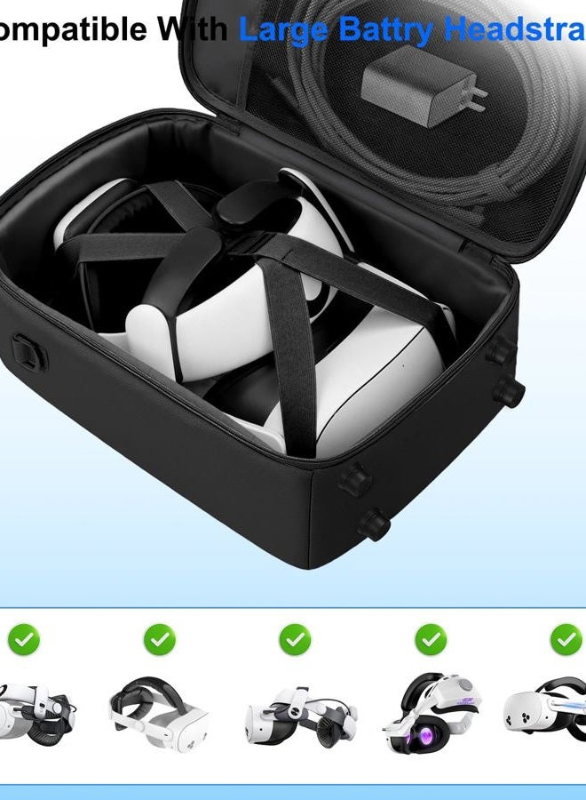 YRXVW Carrying Case Compatible with Meta Quest 3 and Accessories, Hard Travel Bag for Lightweight and Headset and Touch Controller and Headstrap VR Accessories (Black) - Image 3