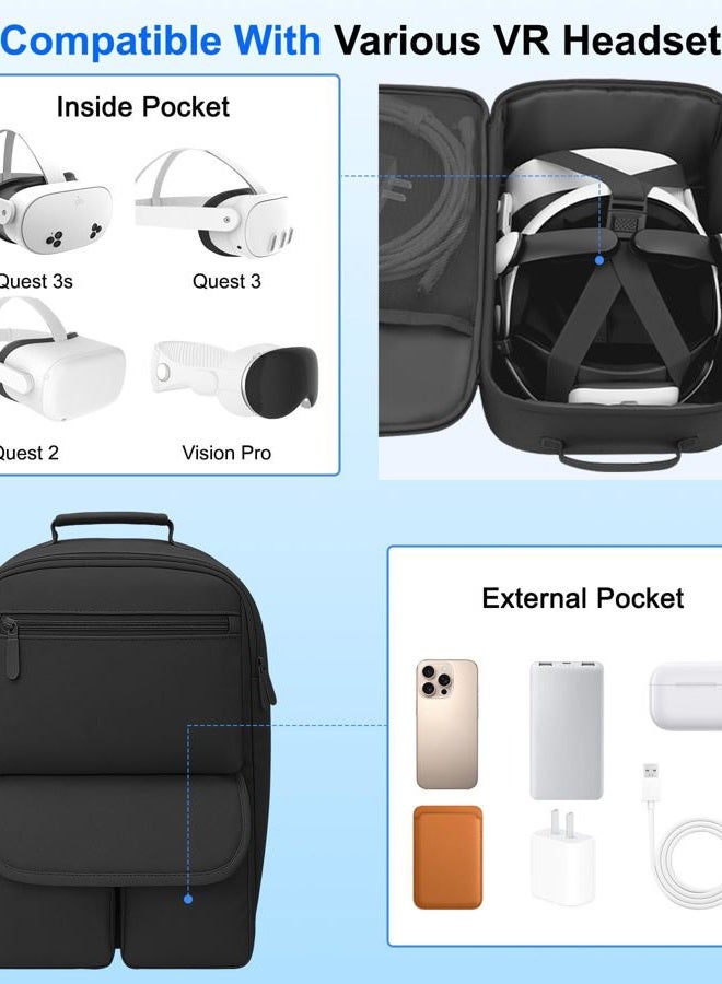 YRXVW Carrying Case Compatible with Meta Quest 3 and Accessories, Hard Travel Bag for Lightweight and Headset and Touch Controller and Headstrap VR Accessories (Black) - Image 2