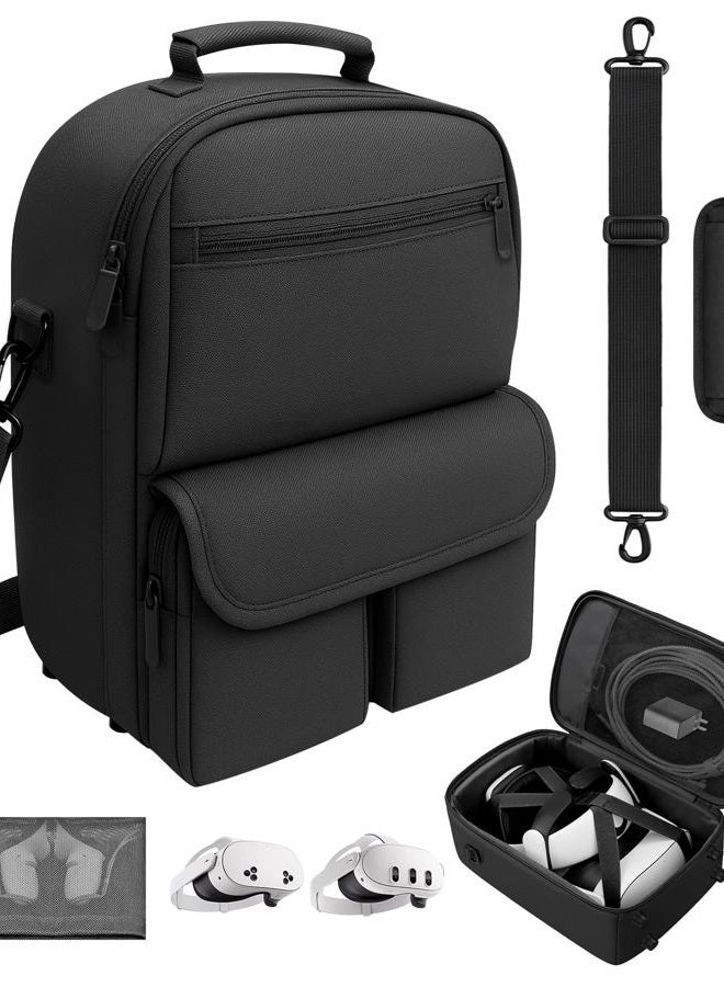 YRXVW Carrying Case Compatible with Meta Quest 3 and Accessories, Hard Travel Bag for Lightweight and Headset and Touch Controller and Headstrap VR Accessories (Black) - Image 1