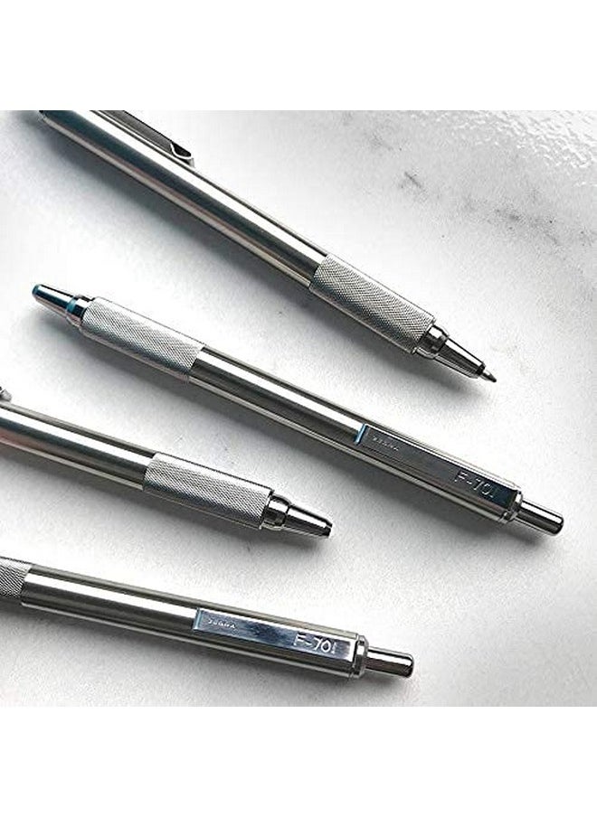 ZEBRA Zebra Pen 29411 Model F-701 Pack of 3 All Metal Retractable Ballpoint Pens; Heavy Duty Stainless Steel Barrel; Fine Point; 0.8mm; Black Ink  - Image 4