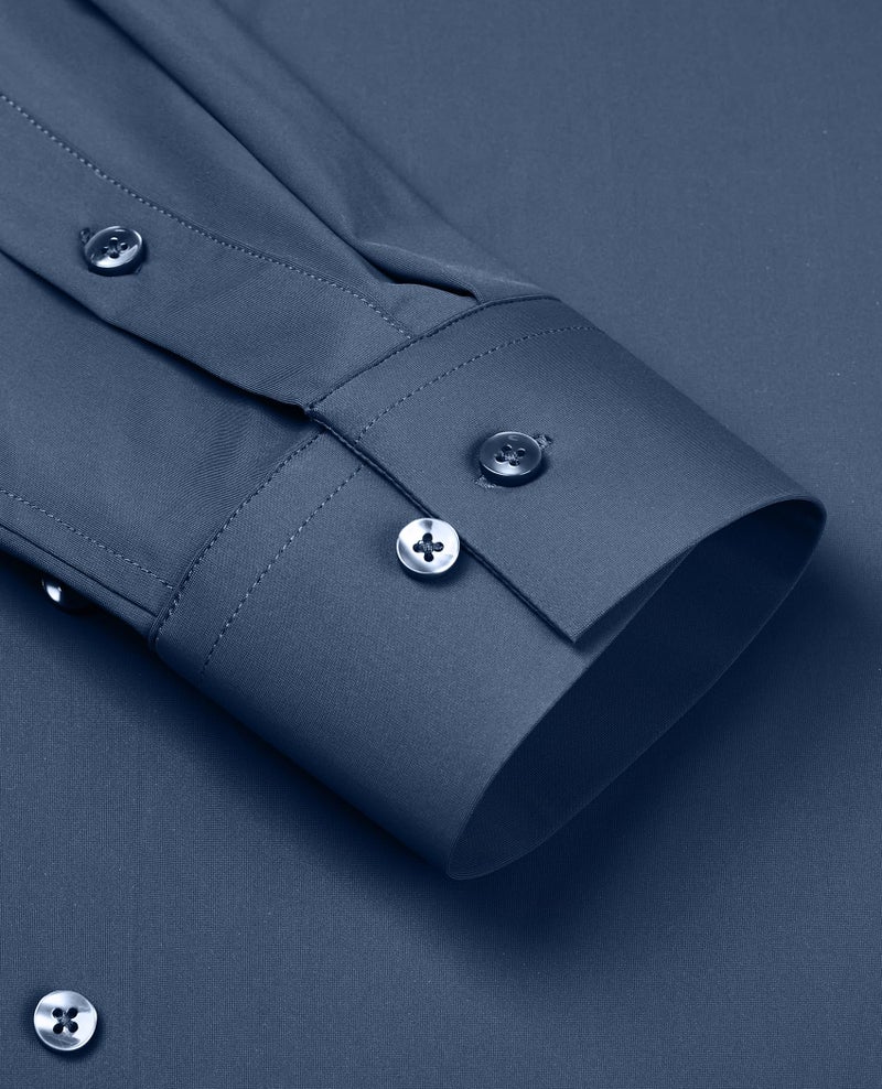 Lion Nardo Stretch Mens Dress Shirts Long Sleeve Slim Fit Dress Shirts for Men Muscle Fit Wrinkle Free Button Down Shirt Dark Grey - Image 3