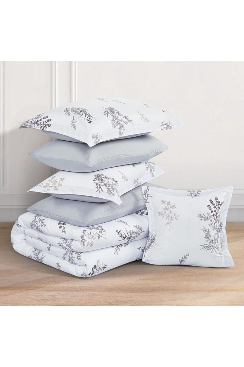 ميلين طقم مفرش سرير صيفي مزدوج وجهين 7 قطع – يناسب سرير بمقاس 200x200 – أوركا - أبيض - رمادي - Image 5