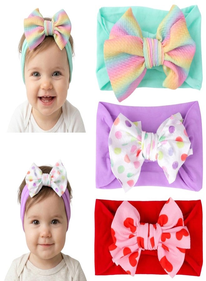 ANNACREATIONS ANNA CREATIONS 3 Pcs Baby Headbands Cute Flower Baby Hairband Soft Elastics Stretchy Bow Head Bands Multicolor Hair Accessories for Baby Girls New Born Toddler - Image 1