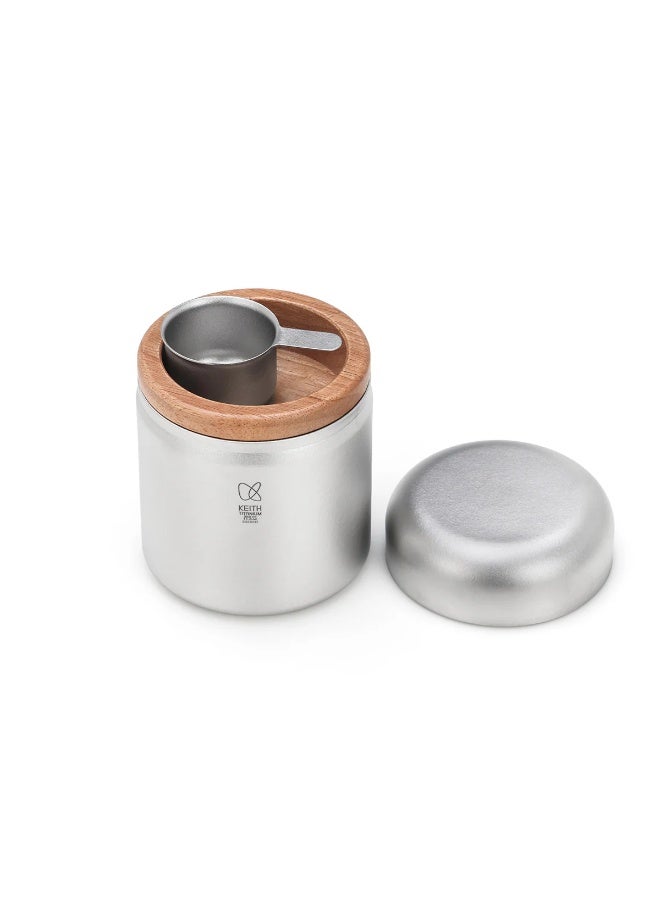 KEITH Titanium Ti3611 Coffee Canister 350ml, Pure Titanium Coffee Bean Storage Container with Measuring Spoon - Image 3
