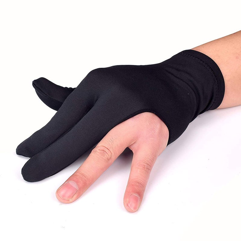 JBB Billiards Pool Snooker Spandex Gloves (Black) - Image 3