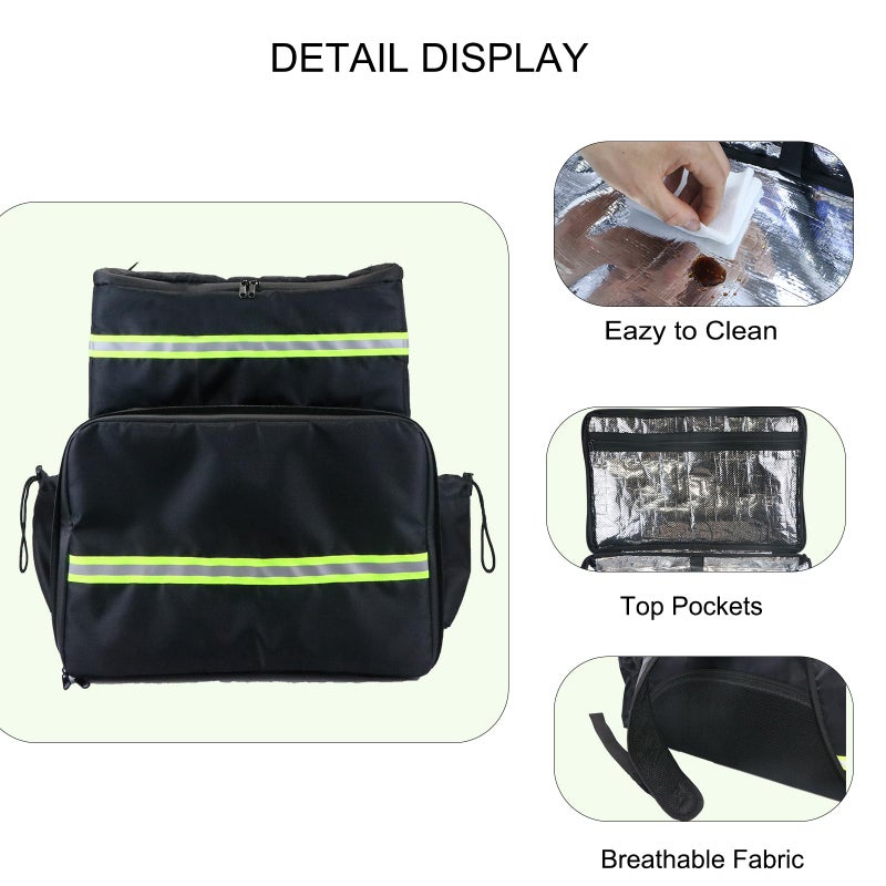 MEODOASSY Extral Large Food Delivery Backpack,17"x17"x16" Insulated Pizza Delivery Backpack fits 14'' 16'' Pizzas, Motorcycle Food Delivery Bag for Bike with 4 Pockets for Uber Eats, Doordash - Image 5
