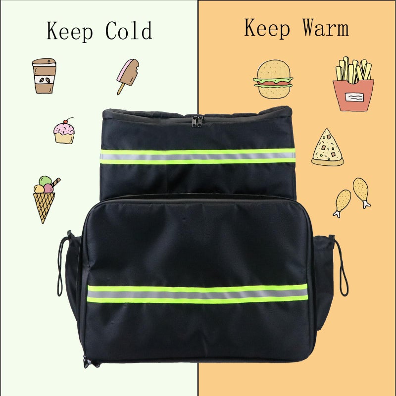 MEODOASSY Extral Large Food Delivery Backpack,17"x17"x16" Insulated Pizza Delivery Backpack fits 14'' 16'' Pizzas, Motorcycle Food Delivery Bag for Bike with 4 Pockets for Uber Eats, Doordash - Image 3