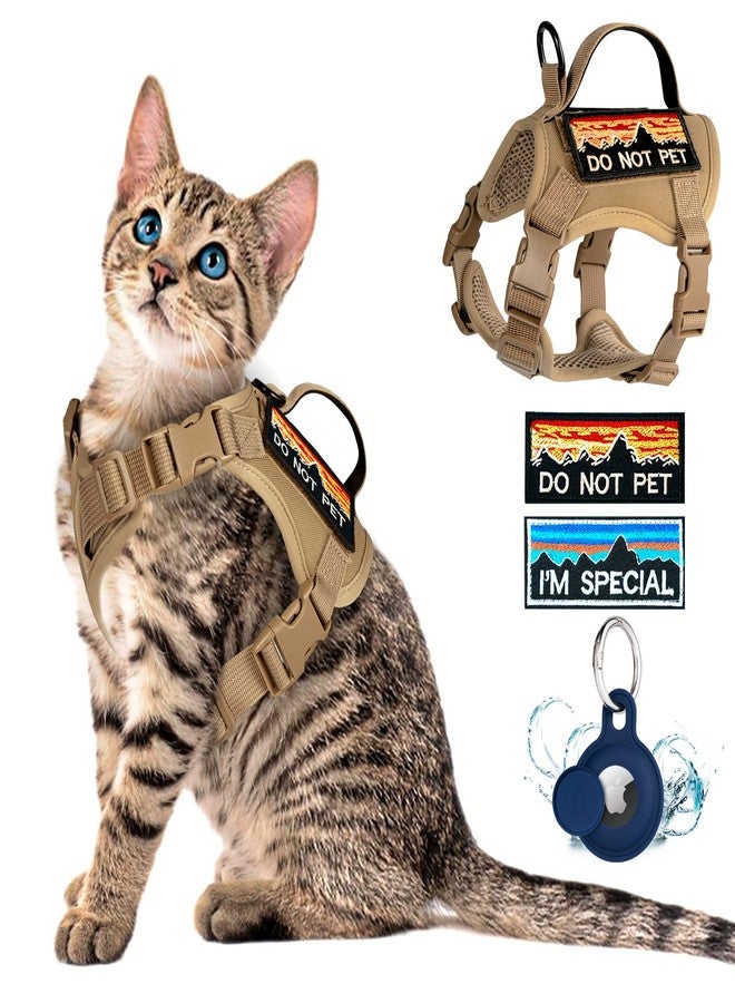 nanappice Tactical Cat Harness for Walking, Adjustable Escape Proof Pet Vest for Large Cat,Easy Control Breathable Cat Vest with Handle，Molle Patches (Khaki, L) - Image 1