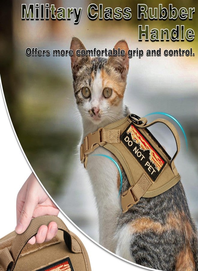 nanappice Tactical Cat Harness for Walking, Adjustable Escape Proof Pet Vest for Large Cat,Easy Control Breathable Cat Vest with Handle，Molle Patches (Khaki, L) - Image 2