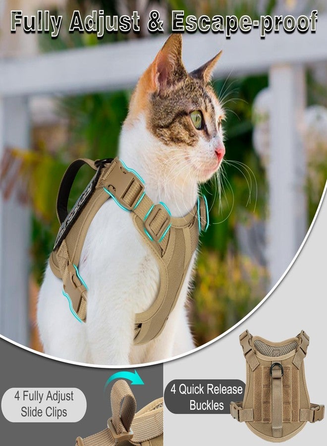 nanappice Tactical Cat Harness for Walking, Adjustable Escape Proof Pet Vest for Large Cat,Easy Control Breathable Cat Vest with Handle，Molle Patches (Khaki, L) - Image 4