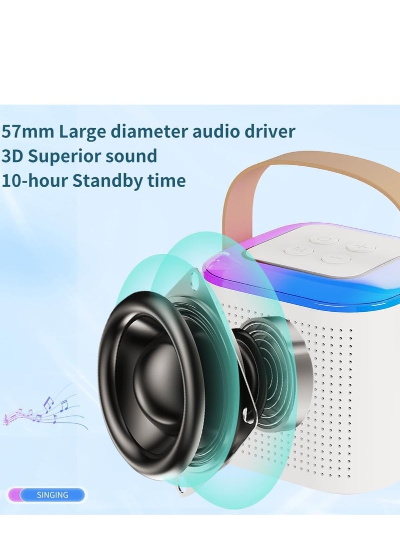 YUNSYE Mini Karaoke Machine,Portable Bluetooth Speaker with 2 Wireless Microphone, Funny Toys for Girls Boy Ages 4-12 Years Old, colorfull Lights,  for Kids Birthday Home Party white color  - Image 2