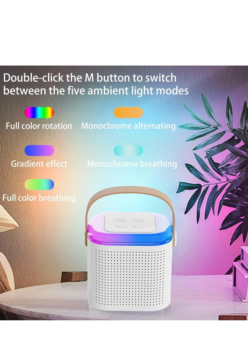 YUNSYE Mini Karaoke Machine,Portable Bluetooth Speaker with 2 Wireless Microphone, Funny Toys for Girls Boy Ages 4-12 Years Old, colorfull Lights,  for Kids Birthday Home Party white color  - Image 5
