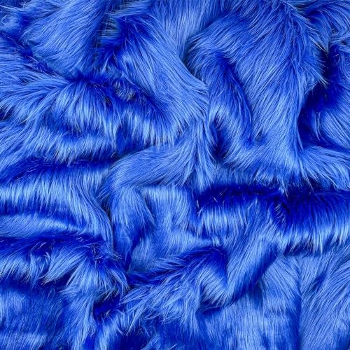 Barcelonetta | Faux Fur Fabric | Faux Craft Fur | Fake Fur Fabric Material for Costume, Decoration, Fun | Fluffy, Fuzzy | Long Pile, Shag, Mohair | Plush Artificial Fur (Royal Blue, Half Yard) - Image 1