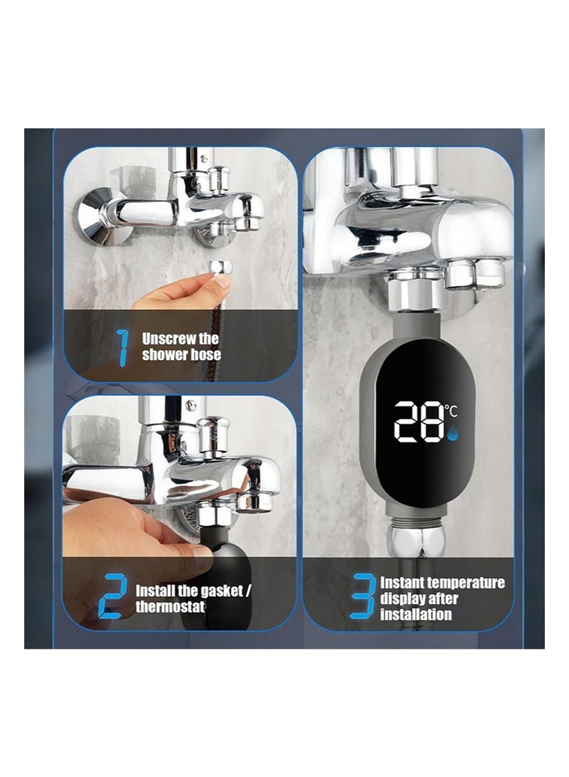 ايكانبو مقياس حرارة الدش مع شاشة LED خارجية، لا يتطلب كهرباء، يعرض درجة حرارة الدش على الفور، يتميز بمستشعر دقيق لدرجة حرارة الدش، وجهاز مراقبة درجة حرارة المياه الرقمية، وهو جهاز آمن للكشف عن درجة الحرارة للمنزل - Image 4