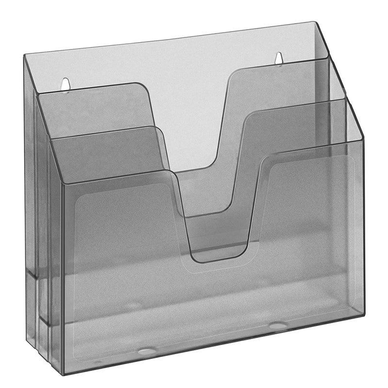 Acrimet Horizontal Triple File Folder Holder Organizer Smoke Color