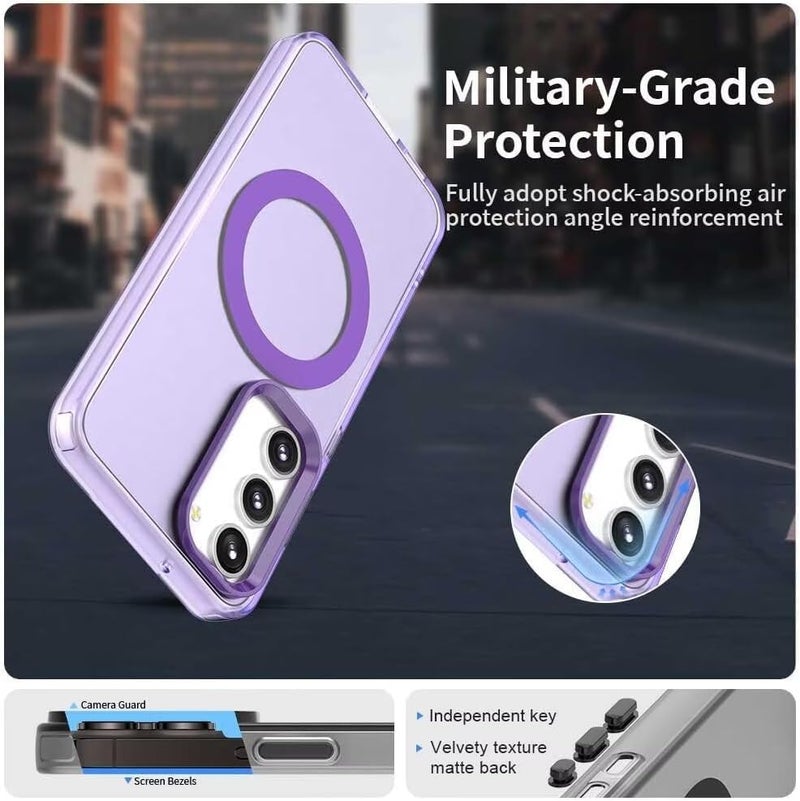 Elzzi Magnetic Case for Samsung Galaxy S24 5G, [MagSafe Compatible] Slim Fit Shockproof Translucent Matte Hard Back Cover Anti-Scratch TPU Bumper Premium Protective Phone Case for Men & Women (Purple) - Image 3