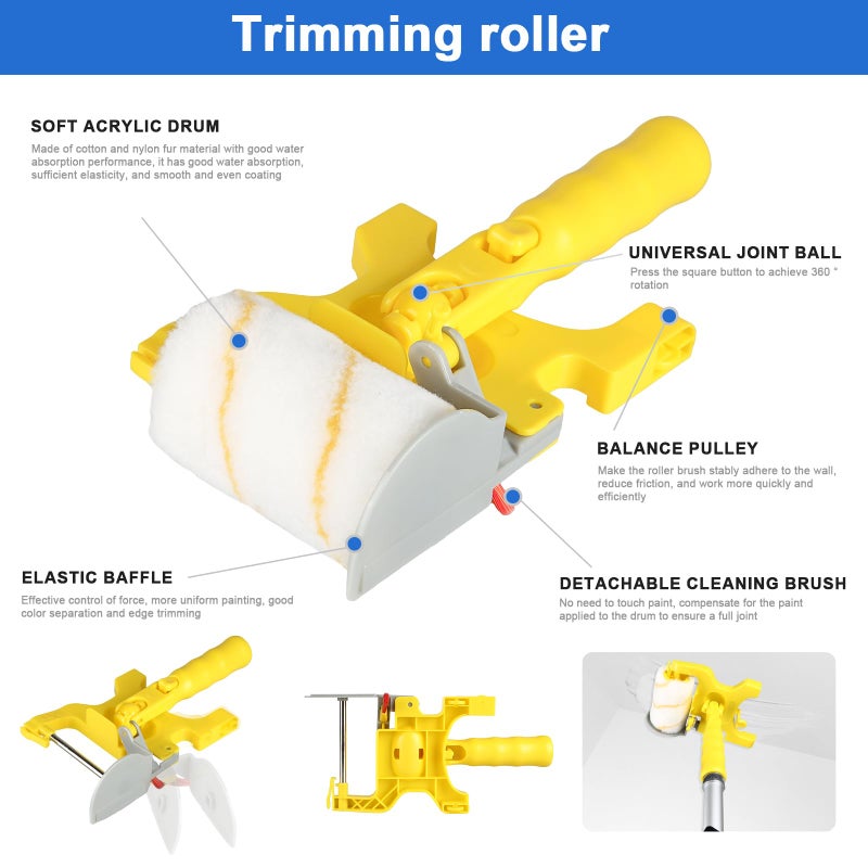 CRAFTZONE 30PCS Paint Roller Kit with Extension Pole-2 to 4 FT,Wall Painting Supplies with Paint Edger Roller Brush 12",House Painting Set with Rainsuit & Drop Cloth for Home|Office|Shop Professional Painting - Image 2