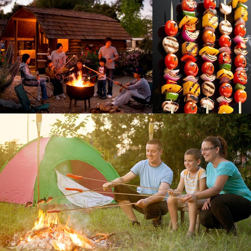CrazyTerra Extra Long 36" Bamboo Smores Sticks (150 Pcs), Marshmallow Roasting Sticks for Fire Pit, 5mm Heavy Duty Wooden Skewers for Smore Hot Dog Barbecue Thick Sticks - Image 4