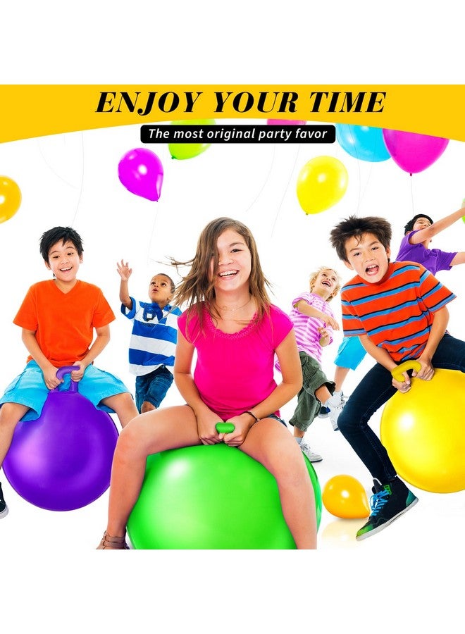 Sratte 6 Pcs Hopper Ball With Handle Bouncing Ball Marble Bouncy Balls Hopping Toys Inflatable Hop Ball Jumping Ball For Jumping Sport Boys Girls Gifts Party Favors (Bright Color) - Image 5