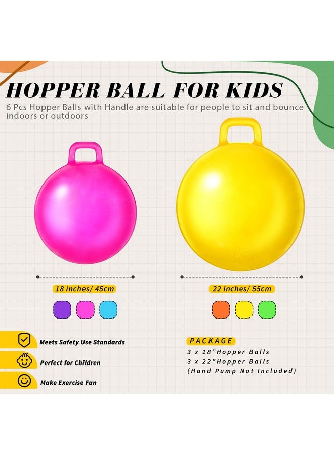 Sratte 6 Pcs Hopper Ball With Handle Bouncing Ball Marble Bouncy Balls Hopping Toys Inflatable Hop Ball Jumping Ball For Jumping Sport Boys Girls Gifts Party Favors (Bright Color) - Image 2