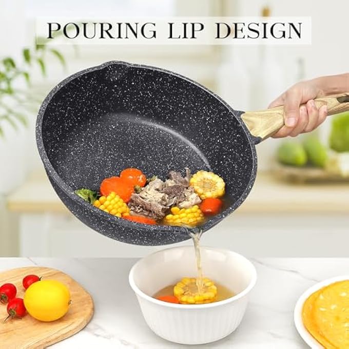 GIPP Nonstick Deep Frying Pan  24Cm Saute Pan With Lid Granite Induction Cookware Non Stick Woking Pan Skillet Pfoa Pfos Apeo Free Gray - Image 5