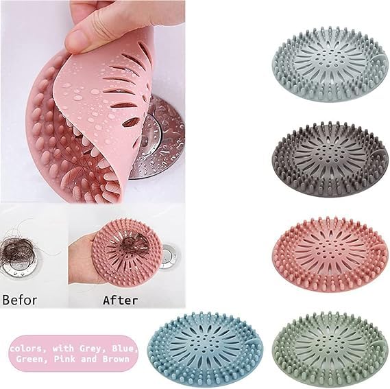 Wipsor Silicone Hair Catcher Drain Cover Bathroom Durable Silicone Hair Catcher Stopper Shower Drain Covers for Bathtub and Kitchen Catcher Cover Protector Filter Stopper Sink Sewer Drainer (Pack of 6) (6) - Image 4