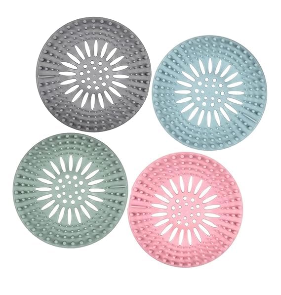 Wipsor Silicone Hair Catcher Drain Cover Bathroom Durable Silicone Hair Catcher Stopper Shower Drain Covers for Bathtub and Kitchen Catcher Cover Protector Filter Stopper Sink Sewer Drainer (Pack of 6) (6) - Image 1