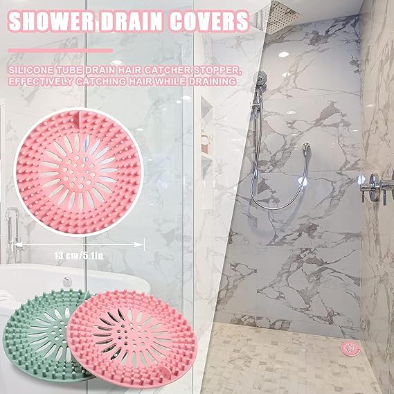 Wipsor Silicone Hair Catcher Drain Cover Bathroom Durable Silicone Hair Catcher Stopper Shower Drain Covers for Bathtub and Kitchen Catcher Cover Protector Filter Stopper Sink Sewer Drainer (Pack of 6) (6) - Image 3