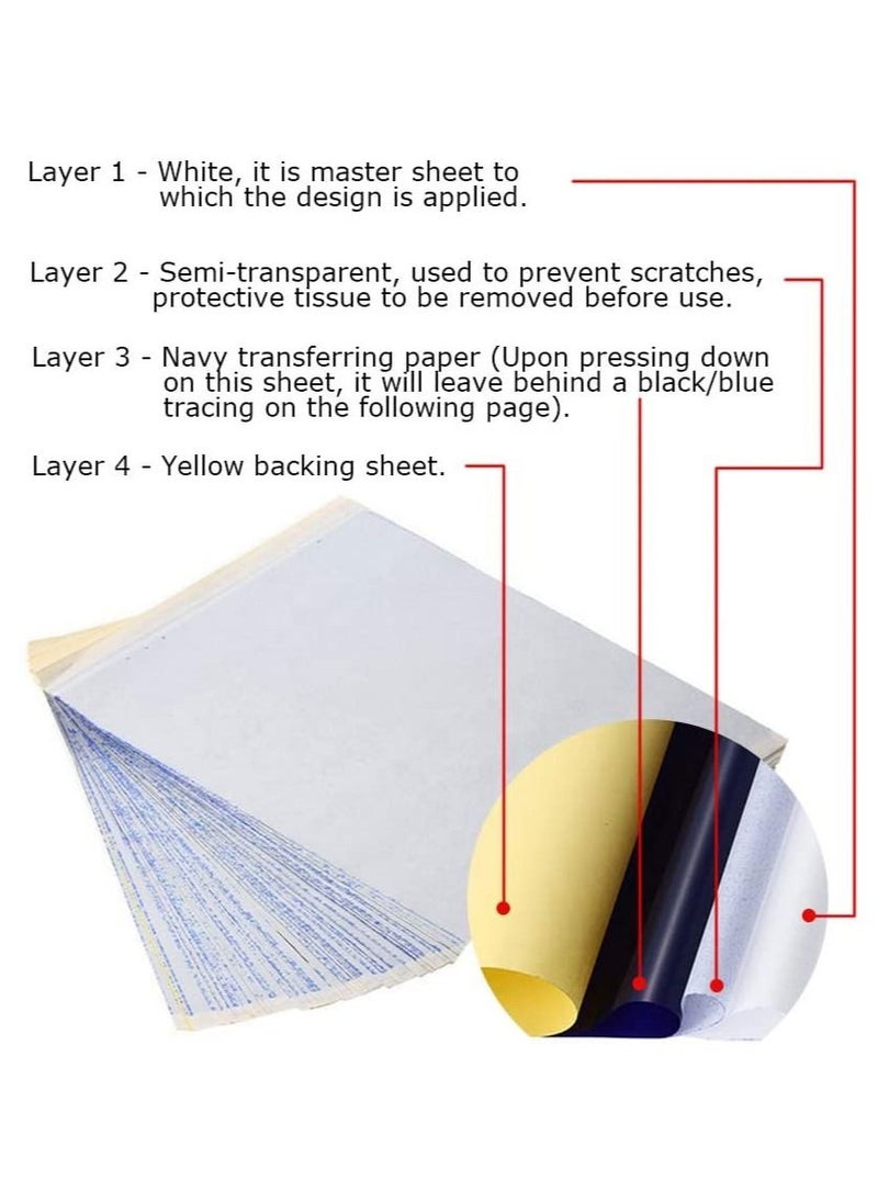 ORiTi 100-Piece Tattoo Ink Cup 50 Mixed Needle 25 Transfer Paper  - Image 5