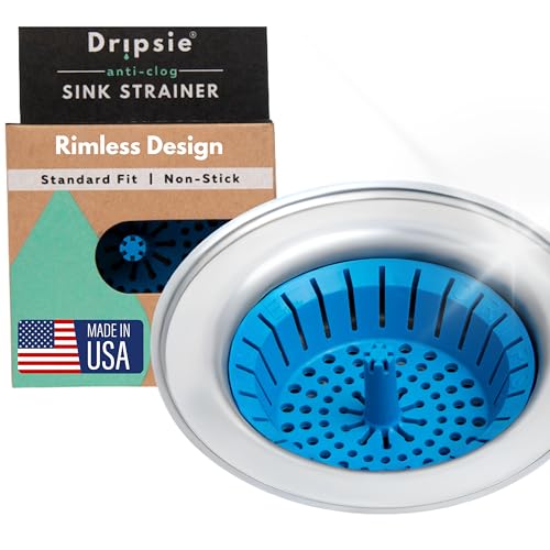 Dripsie Kitchen Sink Strainer 3.25" - Dripsie Anti-Clog Food Catcher, Flexible Drain Basket, Dishwasher Safe, Standard Fit, Made in USA(1-Pack Blue) - Image 1