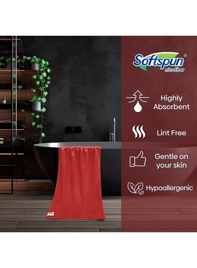 SOFTSPUN Microfiber Hair & Face Care Bath Towel 1 pc 60x120cm Red Ultra Absorbent Super Soft & Comfortable Quick Drying for Men & Women Daily Use Pack of 1 Extra Large Size Unisex. - Image 2