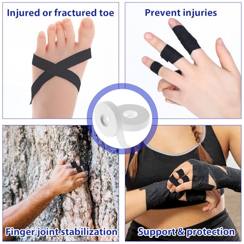 Aiyorse 2 Rolls Finger Tape, Extra Strong Adhesive 0.6-Inch x 32-feet Athletic Tape for Fingers, Hands, & Toes, Rock Climbing Tape, Skin-Friendly Sports Tape for Outdoor Sports Climbing Football (Black) - Image 4