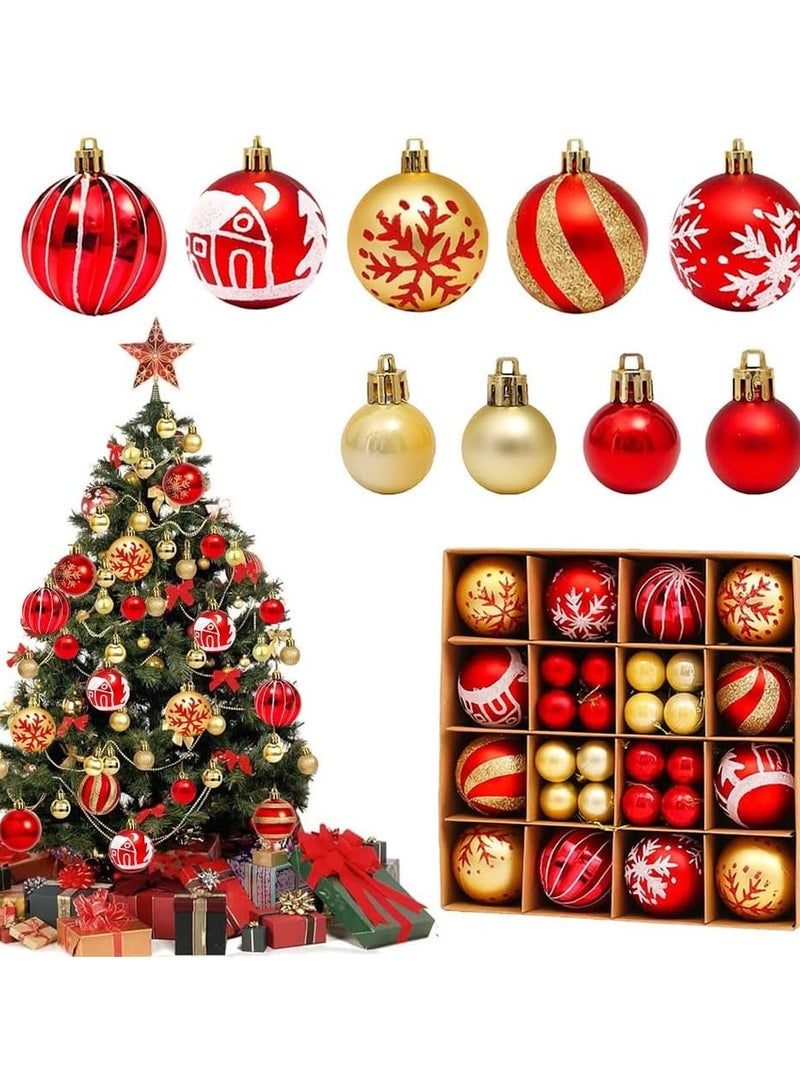 AIWANTO 44Pcs Red & Gold Christmas Ornaments Set – Shatterproof Balls & Baubles for Christmas Tree, Glitter & Matte Finish, Holiday Party Home Decorations - Image 1